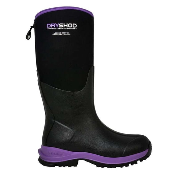 Dryshod Legend MXT Hi Rain Boots, Black/Purple, Waterproof, Insulated, Size 10 (LGX-WH-BKPP-W10)