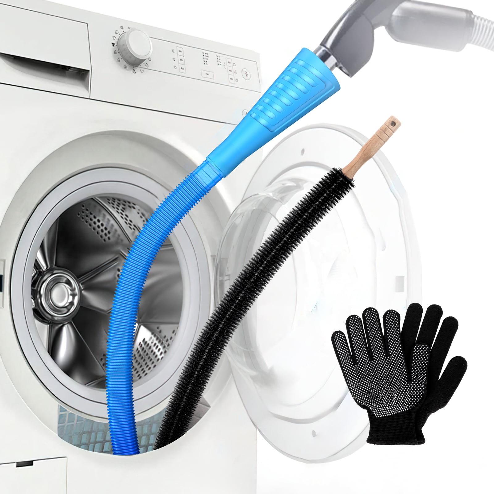 Holikme 2 Pieces Dryer Vent Cleaner Kit, Dryer Lint Vacuum Attachment and  Flexible Dryer Lint Brush, Vacuum Hose Attachment Brush, Blue