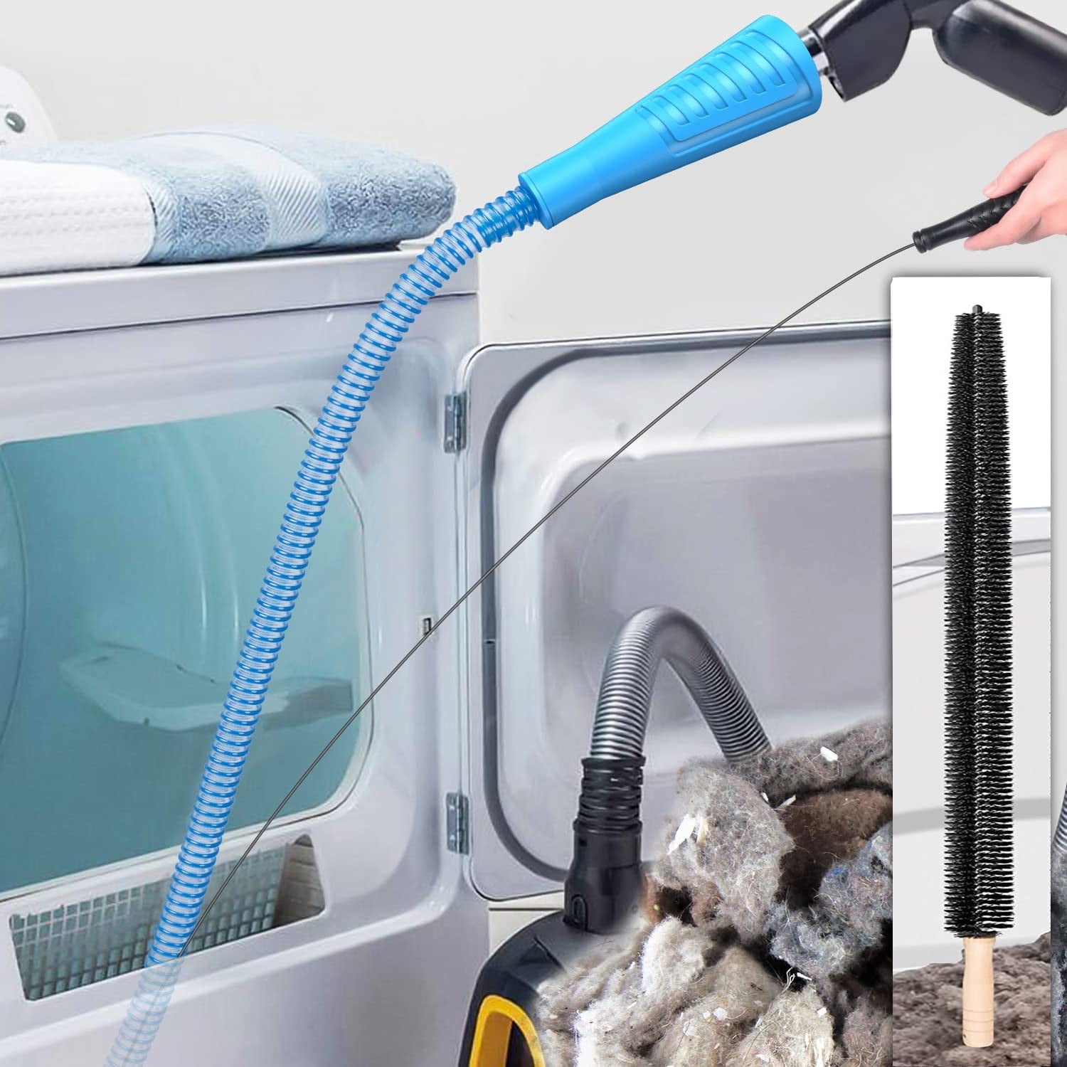 Dryvenck 2PCS Dryer Vent Cleaning Kit Dryer Vent Cleaner Brush Vacuum