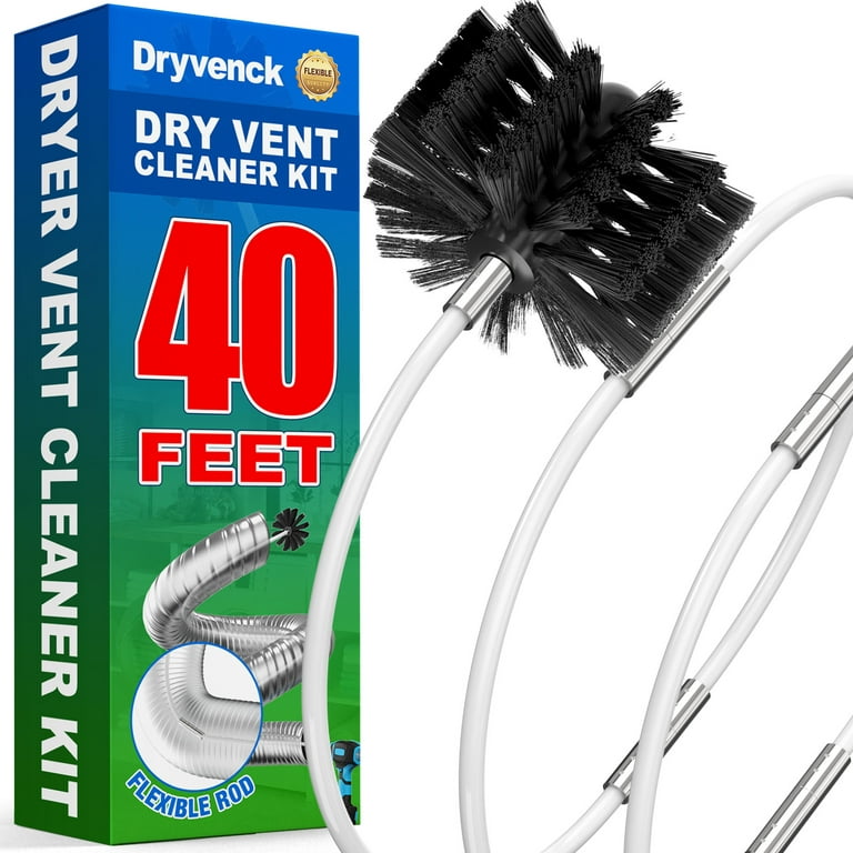 Dryvenck 40FT Dryer Vent Brush,Dryer Vent Cleaner for Dryer Cleaning,Use  with a Power Drill,White 