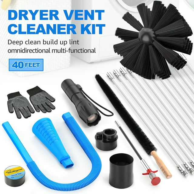 Dryvenck Dryer Vent Cleaning Kit , 40ft Dryer Vent Brush, Vacuum