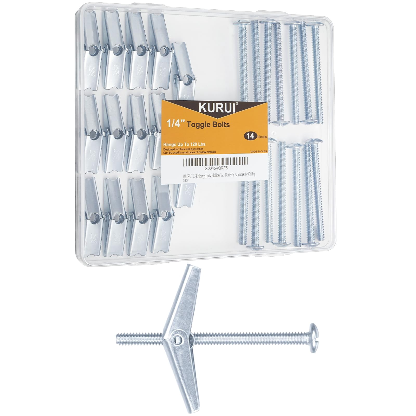 Drywall Anchors Assortment Kit With Self Drilling Wall Anchors and Heavy Duty Toggle Bolts, Metal/Plastic Dry Wall Anchors for Hanging Picture Art, 164Pcs Butterfly Anchor and Screws for Ceiling