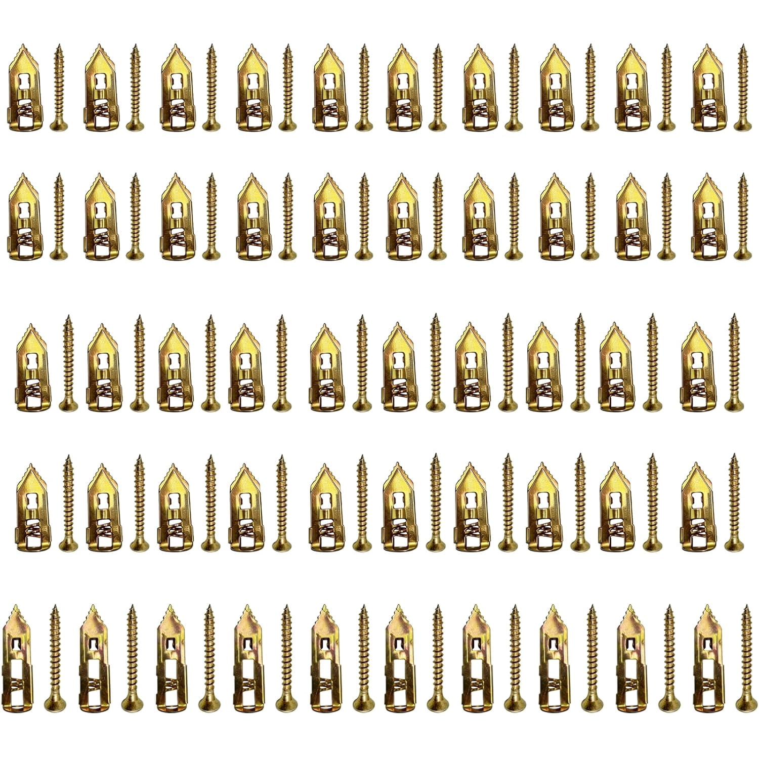 Drywall Anchors with Screws Kit, Self Drilling, 3 Sizes, Total 50pcs, Sheetrock Wall Anchors & Nails for Hanging Pictures, Book Shelf, Home Decor, Expansion Anchors and Screws Set(No Drill Needed)
