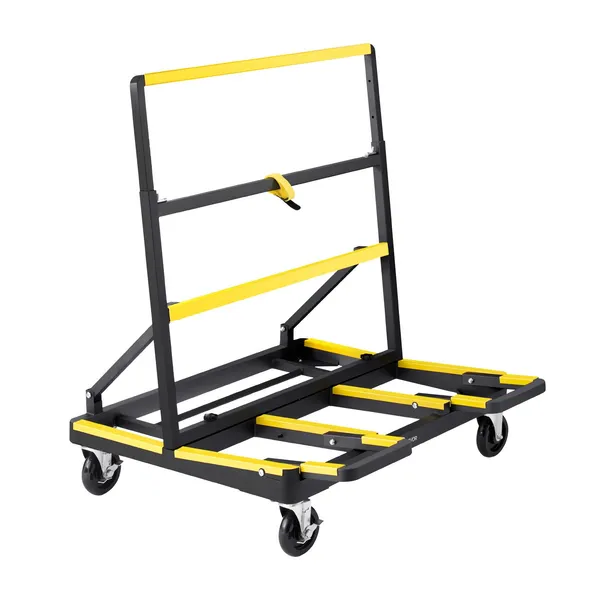 Drywall Cart Dolly 1800 lbs Capacity Steel Panel Dolly with 4 Swivel Casters Expandable Deck Foldable Truck Cart Tie Down Strap for Plywood Plasterboard Glass