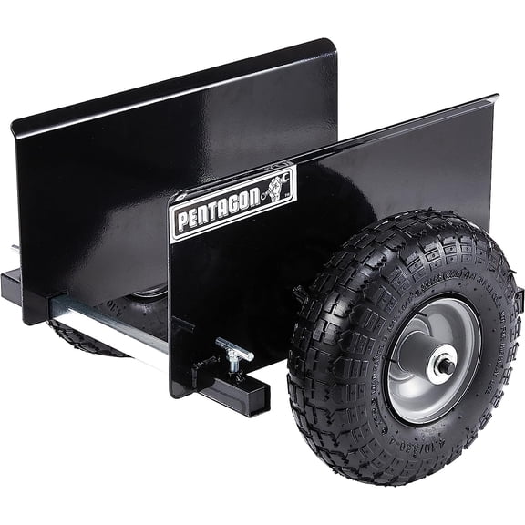 Drywall Cart - Lumber, Wood Paneling, and Plywood Carrier Holds up to 600lbs - Door Dolly with 10-inch Inflatable Wheels by Pentagon Tools (Black)