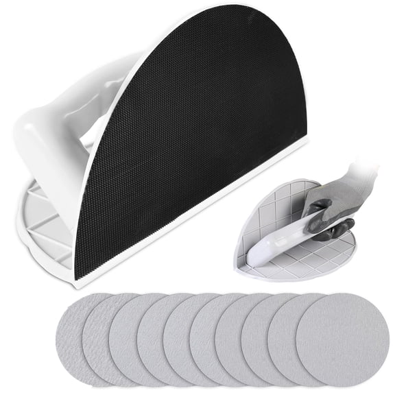 Drywall Corner Sander, Semi-Circular Hook and Loop Backing Angle Sanding Tool with 10PCS 9 Inch 120 Grit Round Sandpaper Assortment for Corners and Walls