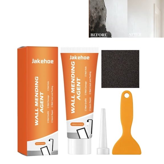 Drywall Crack Repair Kit with Quick Drying Wall Mending Agent Paste, Wall Spackle Filler with Scraper Sandpaper, Fast Fix for Nail Holes Peeling Graffiti DIY Home Interior Wall Restoration
