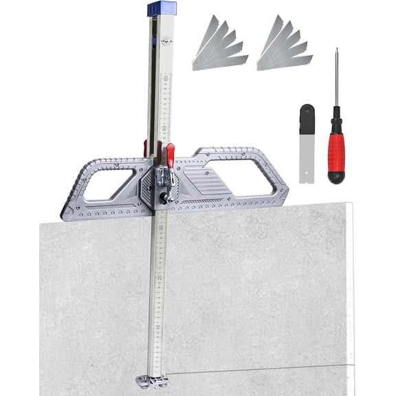 Drywall Cutting Tool, Foldable Aluminum Alloy Drywall Cutter Tool for Wall, Gypsum Board Decoration, Hand Push Dual Positioning Gypsum Board Cutter with 29 Wheels and 10pcs Replacement Blade