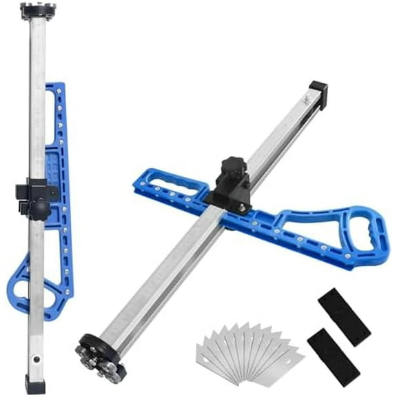 Drywall Cutting Tool, Foldable Drywall Cutter, 1.5 to 60cm Dual-Scale (cm & in) Gypsum Board Cutter with 12pcs trapezoidal blades, Fit 1/4" 3/8" 1/2" 5/8" Plasterboard$$Tools & Hardware Other