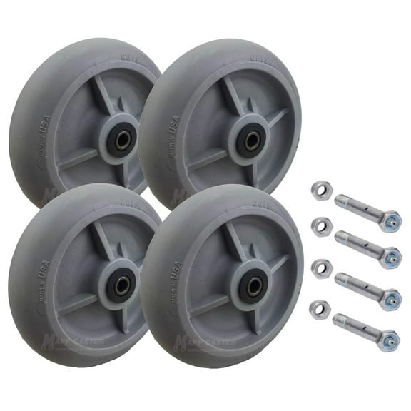 Drywall Dolly Wheels - USA Made, 8" Diameter, 2" Tread Width, 600 Lbs Capacity Each, Set of 4