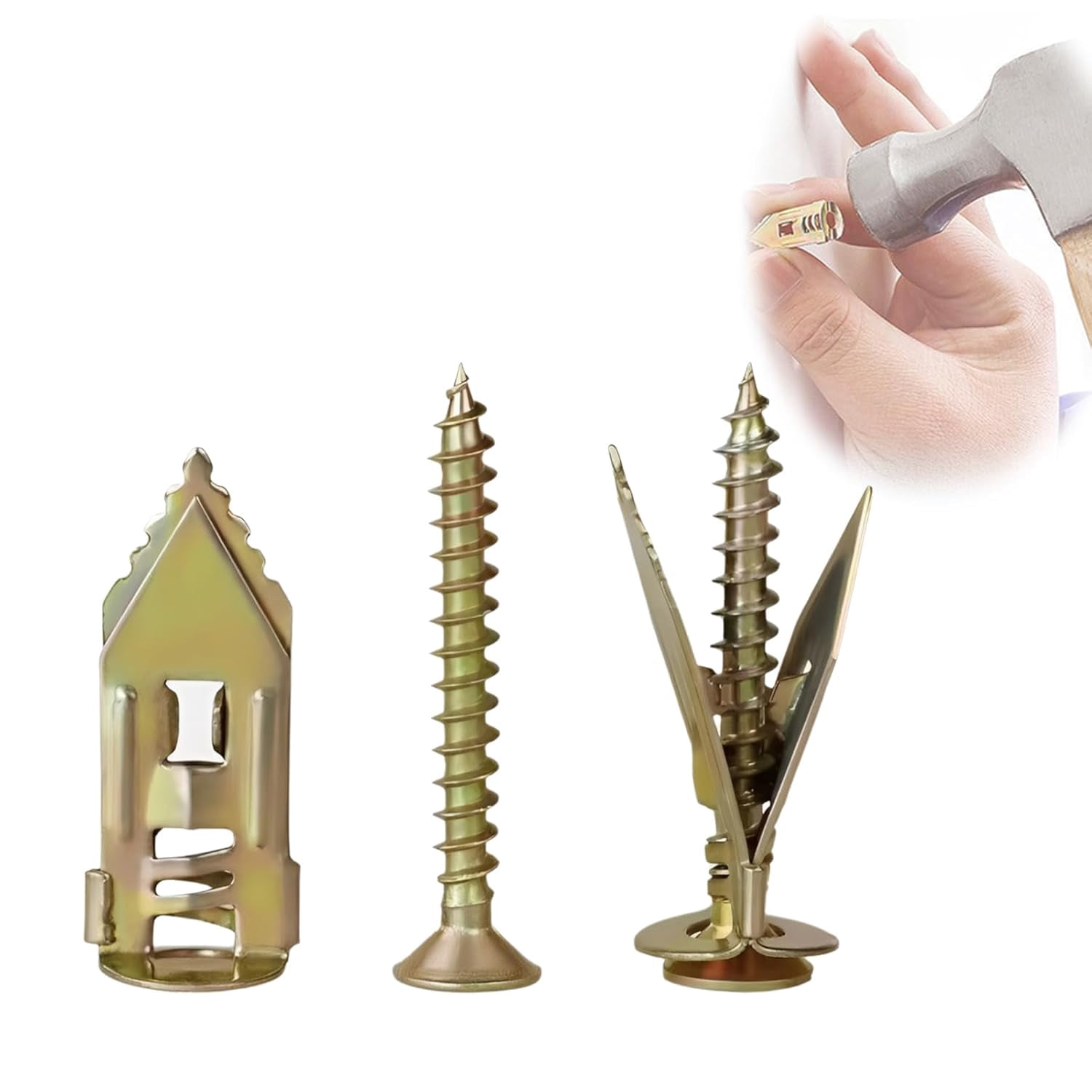 Drywall Expansion Anchors + High Strength Zinc Screws Kit (Pack of 100), Self Drilling Drywall Anchor, Quick-Install Wall Anchor Kits