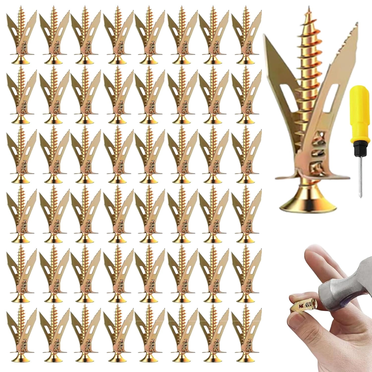 Drywall Expansion Anchors + High Strength Zinc Screws Kit,Self Drilling Drywall Anchors with Screws Kit, No Drill or Holes in Wall,for Wall Hanging,Cabinets,Holds up to 80lb (12 * 40 Tube,10Pcs)