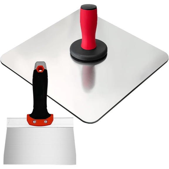 Drywall Hand Tool Kit, 12 Inch Aluminum Plaster Hawk and 6 Inch Taping Knife, Masonry Mud Hawk Set with Ergonomics Handle for Concrete Finishing, Plastering