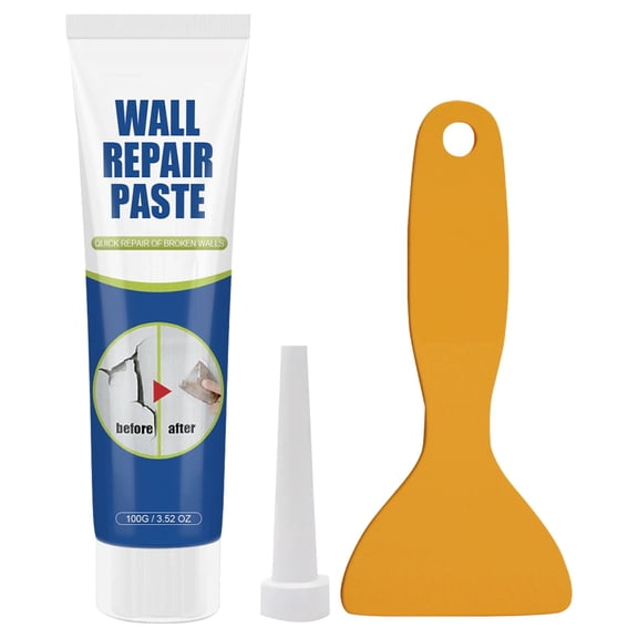 Drywall Hole Repair Patch Kit, Premixed Wall Mending Agent with Applicator, Fast Dry Filler for Crack Hole Peeling Stains, Reusable And Easy to Sand, Indoor , A Bottle of Repair Putty + A Scraper