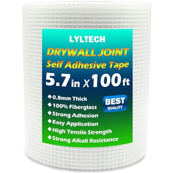 Drywall Joint Tape- 5.7in X 100 ft,13 MESH,100% Fiberglass,Heavy-Duty Self-Adhesive Wall Crack and Seam Patch$$Tools & Hardware Other
