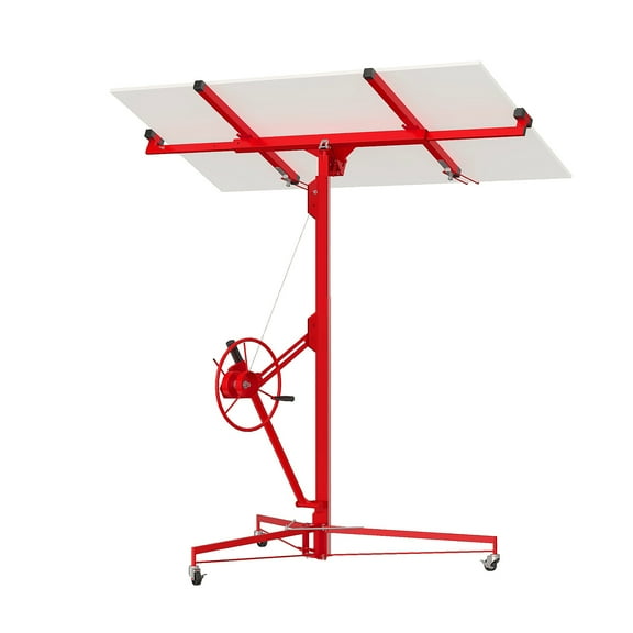 Drywall Lift 11 Ft – Heavy Duty Sheetrock Lifter 150 LBS Capacity, Rolling Panel Hoist with 3 Lockable Wheels & 360° Adjustable Telescopic Arm for Ceiling Wall Installation