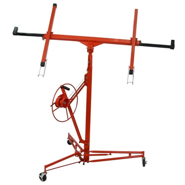 Drywall Lift Panel 11' Lift, 150 Lbs Capacity, Heavy Duty Lifter for Sheetrock, Sturdy Steel Drywall Panel Hoist Jack Lifter with Built-In Winch & Brake for Home & Commercial Use, Red