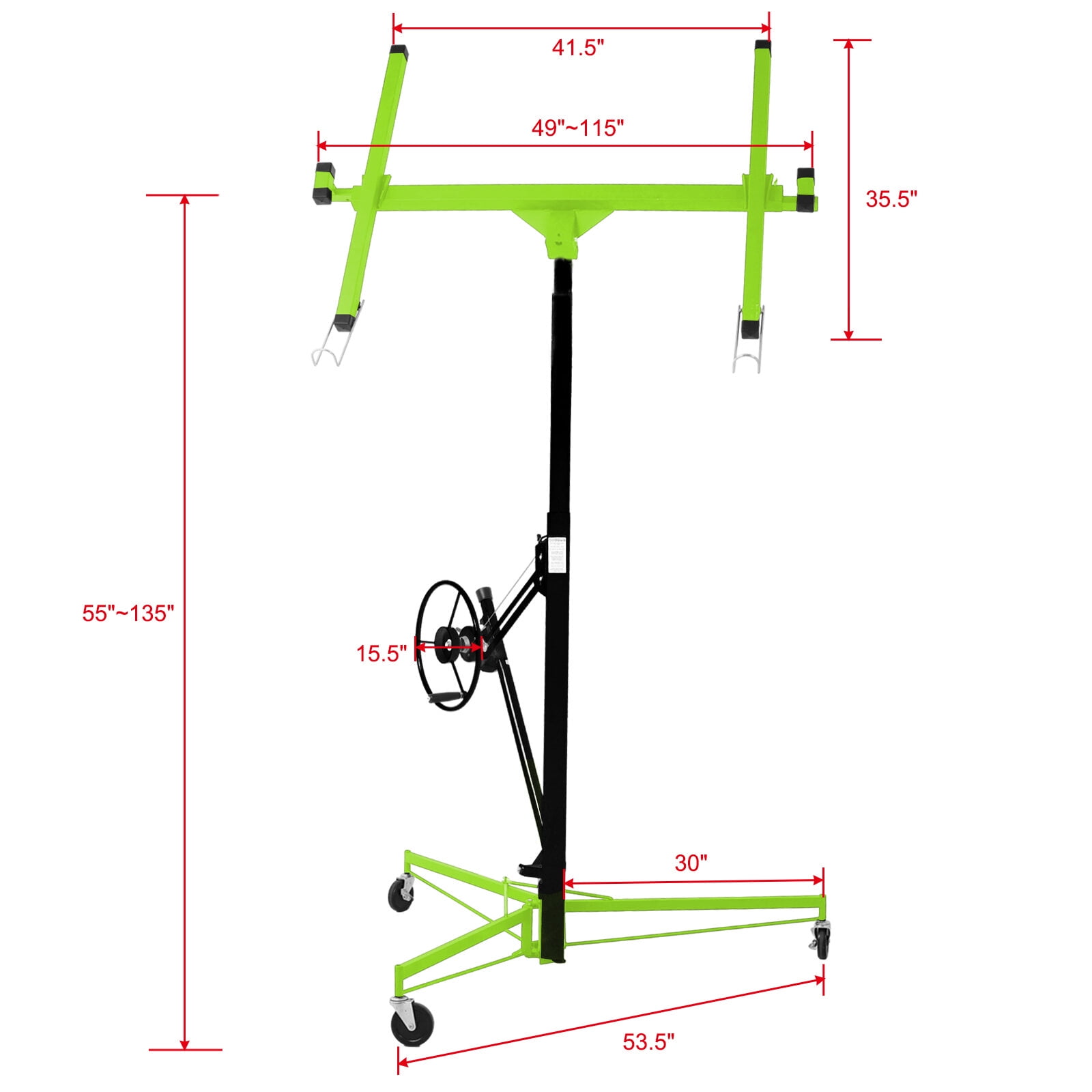 Drywall Lift Panel 11' Lift Drywall Panel Hoist Jack Lifter,GREEN+BLACK,