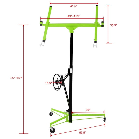 Drywall Lift Panel 11' Lift Drywall Panel Hoist Jack Lifter,GREEN+BLACK,