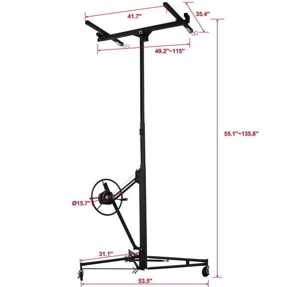 Drywall Lift Panel 11' Lift Drywall Panel Hoist Jack Lifter, black,