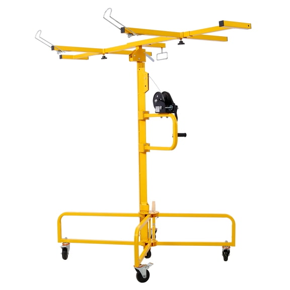 Drywall Lift Panel 16' Lift Drywall Panel Hoist Jack Lifter Jack Rolling Caster Wheel Sheetrock Drywall Lift Construction Tools,150-lb. Capacity, 4ft. x 16ft. Max. Sheet Size ,yellow