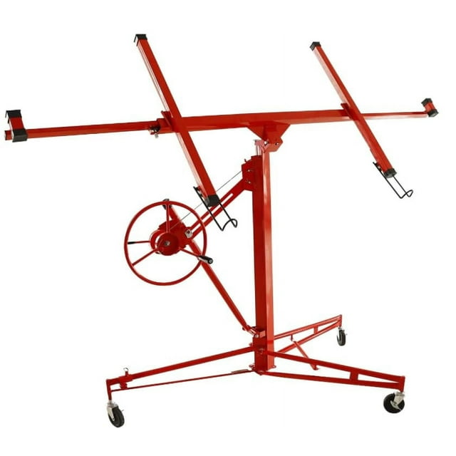 Drywall Lifter Panel Hoist Jack Lifter, Rolling Caster Lifter, Sheetrock Lift Drywall Lifts, Adjustable Telescopic Arm, 150LB Capacity Sheetrock Hoist Holder