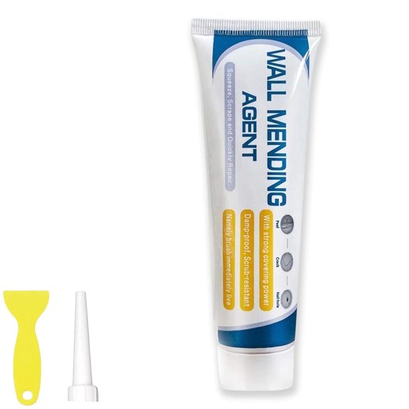 Drywall Patch Repair Kit, Wall Mending Agent Repair Kit, Wall Repair Paste Tube, Fast Drying Spackling Paste to Fix Nail Holes, Cracks & Damage, Plaster of Paris White Paint for Drywall (1pcs)