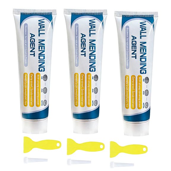 Drywall Patch Repair Kit: Wall Mending Agent for Holes & Cracks - Wall Repair Paste Easy Application for Nail Holes, Dents & Small Damage (3 pcs)Q