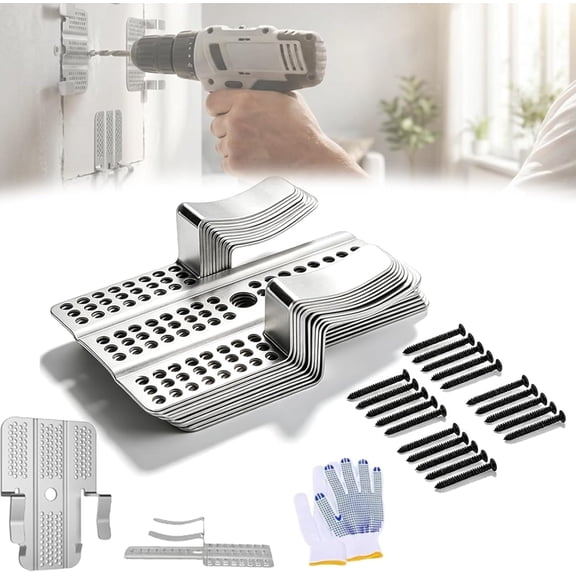 Drywall Repair Clips Fits 1/2" and 5/8" Panels, 16 Pack Drywall Patch Clips and Screws, Stainless Steel Drywall Clips Kit for Hole Repair & DIY Home Improvement