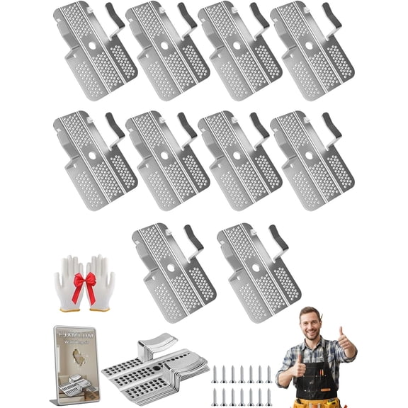 Drywall Repair Clips Kit No-Stud Wall Patch Support Durable Metal Fasteners for 1/2 and 5/8 Inch Dry Wall Hole Repairing DIY Fix Kit with Screws Universal Heavy Duty Stainless Steel (10 PCS)