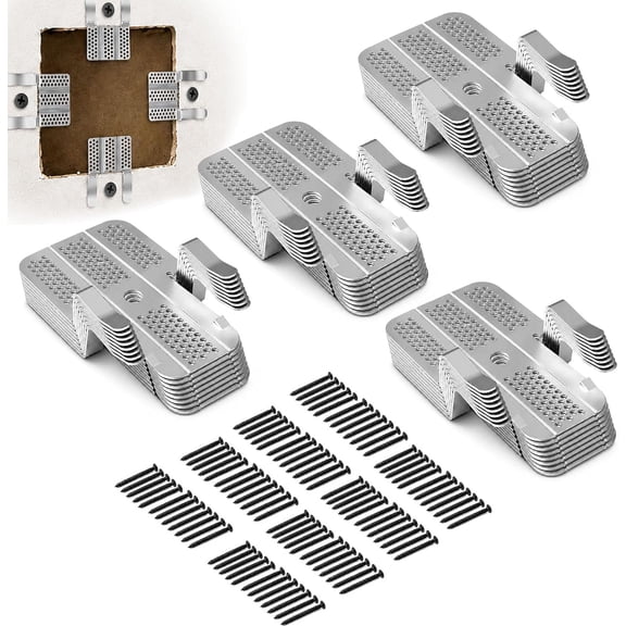 Drywall Repair Clips Kit with Screws, Stainless Steel Wall Patch Clips for 1/2 and 5/8 Inch Sheetrock, Strong Metal Backing Drywall Fastener Clips for Hole Repair & DIY Home Improvement (48Pack)