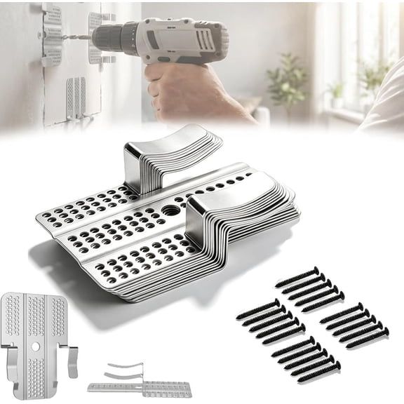 Drywall Repair Clips Kit, Stainless Steel Wall Patch Fasteners Heavy Duty Sheetrock Hole Fixing Clips with Screws for 1/2 & 5/8 in Panels, DIY Drywall Repair for Damaged Wall(10set)Q