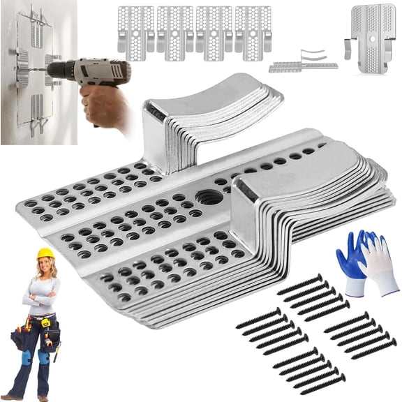 Drywall Repair Clips with Screws,Heavy-Duty Stainless Steel Drywall Clips,Stainless Steel Drywall Clips Repair Kit,Fits 1/2" and 5/8" Panels, for Hole Repair & DIY Home Improvement (10 Pcs)