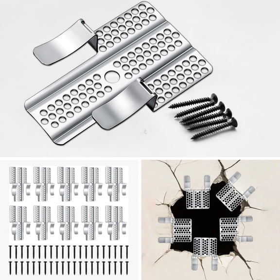 Drywall Repair Clips Set, Works with Standard 1/2 and 5/8 Inch Interior Drywall, Rustproof Metal Wall Patch Brackets for Seamless Large Damage Repair