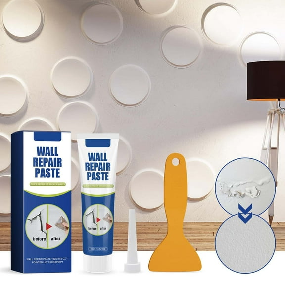 Drywall Repair Kit, 1 Pack Wall Mending Agent 100 g, Wall Spackle Repair Kit with Scraper, Patch for Wall Hole Filler, White Spackle Wall Repair Kit, Drywall Hole Filler