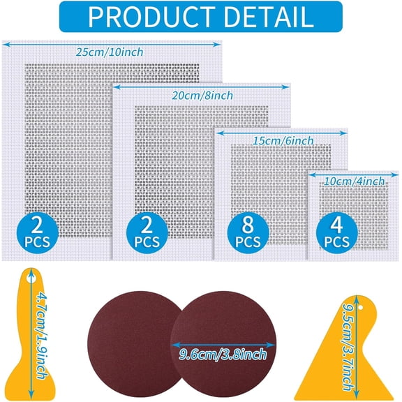 Drywall Repair Kit 20 Pack Aluminum Wall Repair Patch Kit, 2/4/6/8 Inch Galvanized Plate Fiber Mesh with Self-Adhesive Mesh Drywall Hole Repair Metal Patch (20 Patches)
