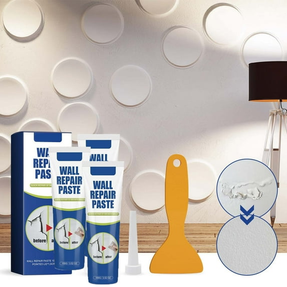 Drywall Repair Kit, 3 Pack Wall Mending Agent 300 g, Wall Spackle Repair Kit with Scraper, Patch for Wall Hole Filler, White Spackle Wall Repair Kit, Drywall Hole Filler