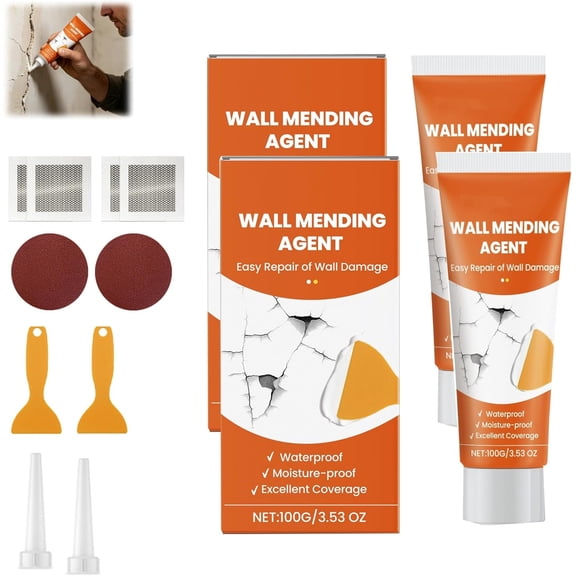 Drywall Repair Kit Hole Repair Patch Kits Wall Spackle Repair Paste Wall Mending Agent Quick Fix Solution, Wall Mending Agent, Wall Spackle with Scraper (2PCS)