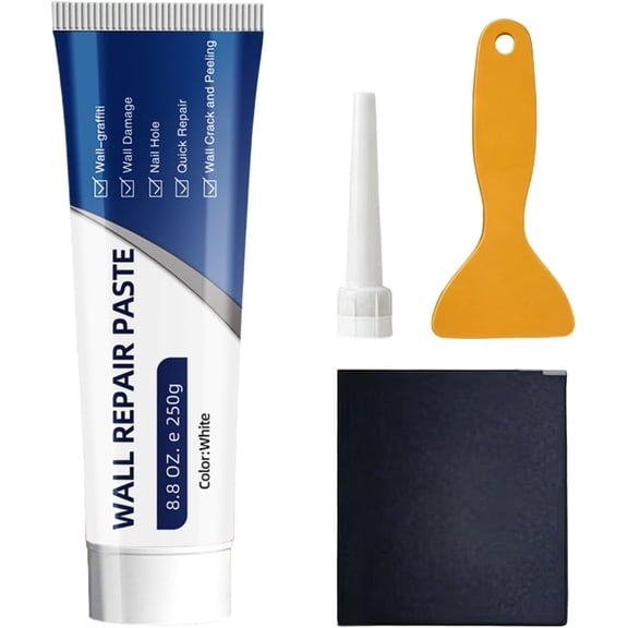 Drywall Repair Kit – Patch Compound Paste, Seamless Wall Fix Solution, Simple Application Texture | Fast Setting Crack Hole Filler for Interior Home Maintenance with Scraper