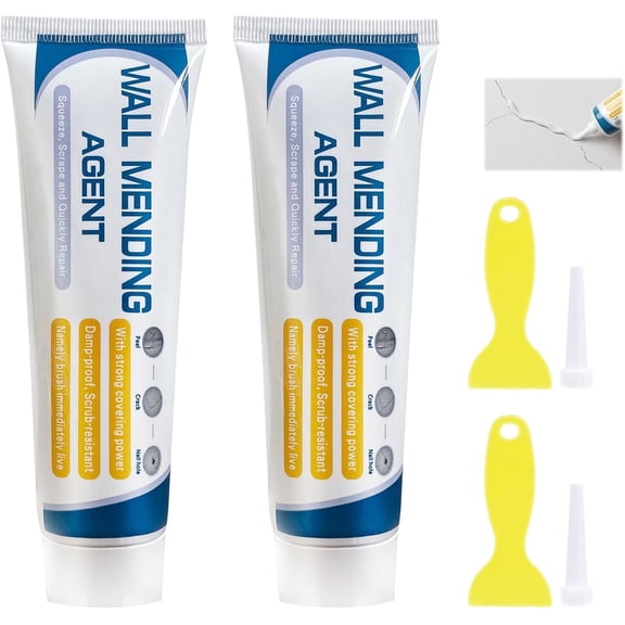 Drywall Repair Kit with Scraper & Spatula-Drying Spackle Paste for Holes, Cracks & Dents, Easy DIY Home Repair for Nail Holes and Wall Damage, Plaster Filler for Small to Medium Repairs(RL 2 PCS)