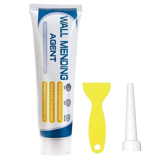 Drywall Repair Kit,Wall Mending Agent Paste Repair Kit,Spackle Wall Repair Paste with Scraper,Drywall Putty for Filling Holes & Creak Damage,Wall Patch Nail Hole Filler for Home(6.3x1.26")(White)