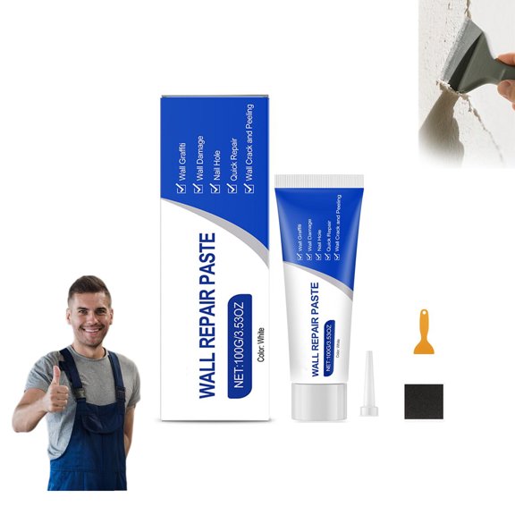 Drywall Repair Kit, Wall Repair Paste for Cracks and Holes, Multi-Functional Drywall RepairKit with Scraper and Sanding Sponge, Tile Gap Filler, Quick Drying Wall Mending Agent for DIY Home Fix