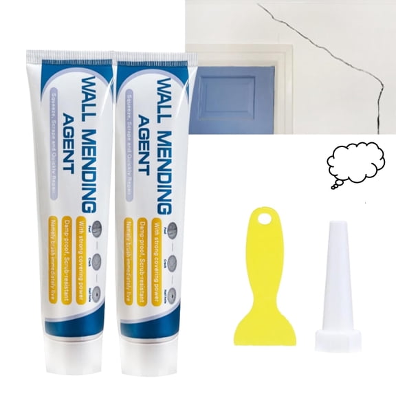 Drywall Repair Kit with Scraper & Sandpaper, Wall Mending Agent Spackle Paste for Holes Cracks, Quick Repair Patch Kit for Home Wall Ceiling, 2PC