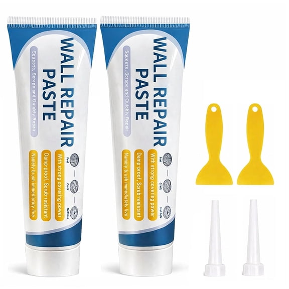 Drywall Repair Kit with Scraper  Wall Repair Paste Tube Fill Holes & Cracks, Wall Mending Agent  White Quick Drying Spackle (2)