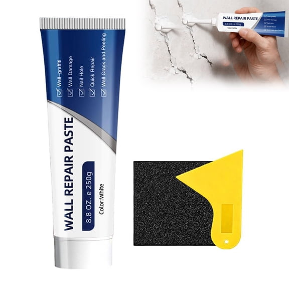 Drywall Repair Kit with Wall Repair Paste – Fast Dry White Spackle for Holes, Cracks, Dents, Tile Gaps, Creates Smooth Professional Wall Finish (1PC)