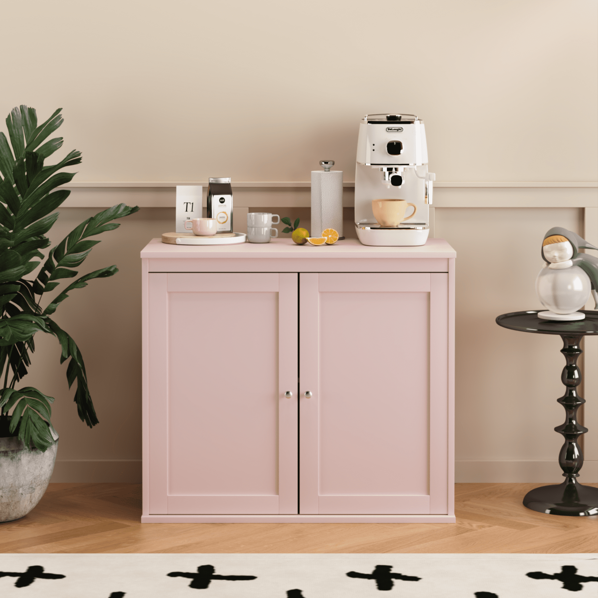 MDF Storage Cabinet with Adjustable Shelves Modern Minimalist Sideboard Kitchen Kids Room Furniture