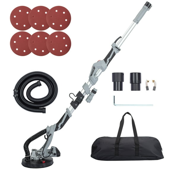 Drywall Sander,Ceiling Sander with Vacuum Dust Collector,Floor Sander with Variable Speed 800 to 1700 RPM,Extendable Handle, LED Light,12pcs Sanding Discs,Wall Sander for Sanding Wall,Ceiling Removal