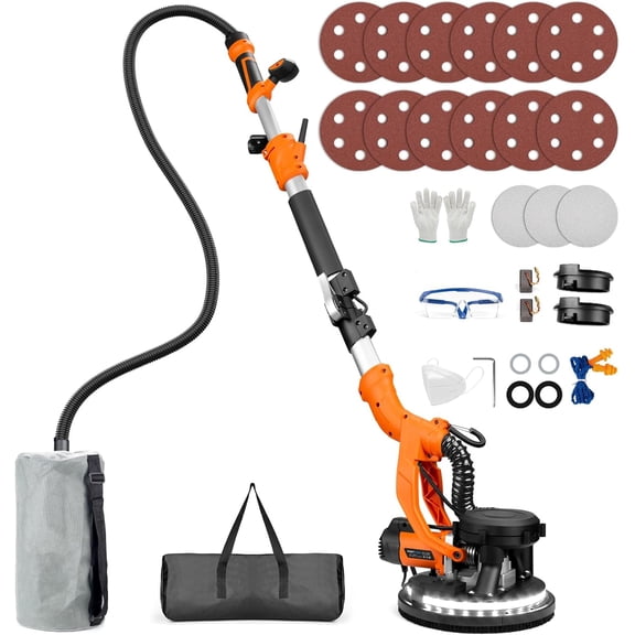 Drywall Sander with Vacuum Dust Collection 1000W 6 Speed LED Extendable Handle for Popcorn Ceiling Wall Deck Floor