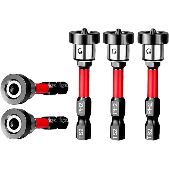 Drywall Screw Bit Set, 3-Pack Magnetic PH2 Phillips Head Driver with Adjustable Depth Stop Collar, Impact Rated 1/4" Hex Shank for Plasterboard and Wood Screws