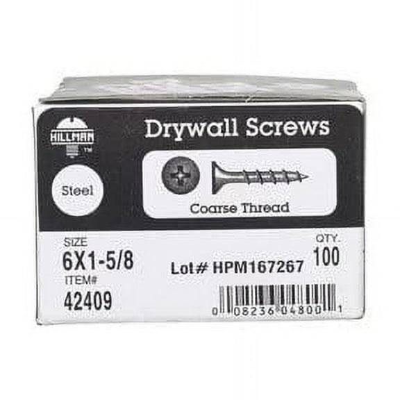 Hillman Drywall Screw - Black Phosphate Coated, Screw-In - 1.5", Black